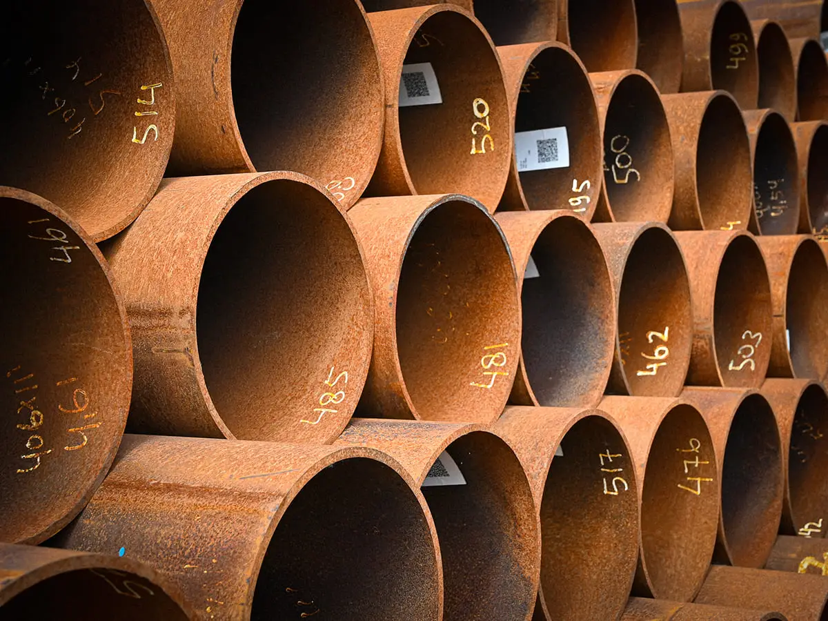 IJzeren buizen 400 millimeter in Moerdijk